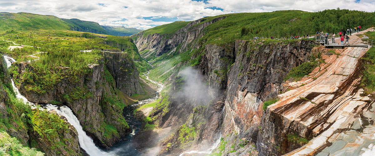 A view over the waterfall of Vøringsfossen, near Eidfjord, Norway